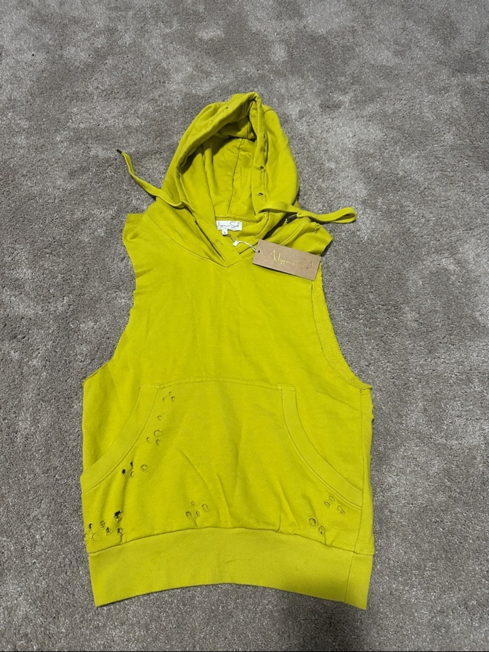 Sleeveless Hooded Destroyed Yoga Tank